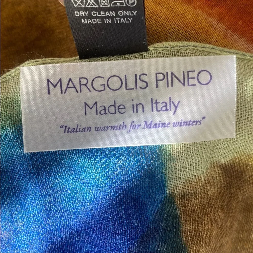 Margolis Pineo Italy Wool Silk Scarf Oversized Colorful Vacation Versatile Chic
